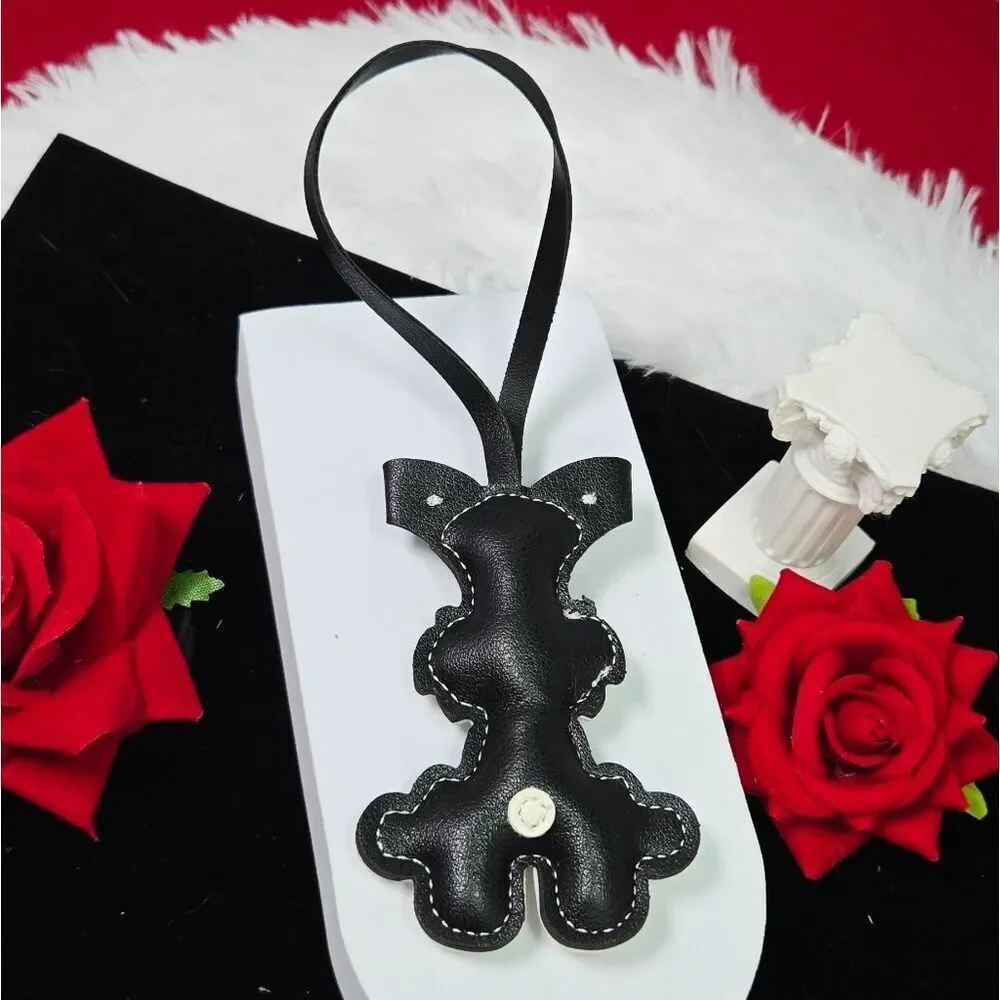 Schnauzer Dog Keychain Puffy Puppy Bag Charm Faux Leather Lanyard Strap Dog Mom